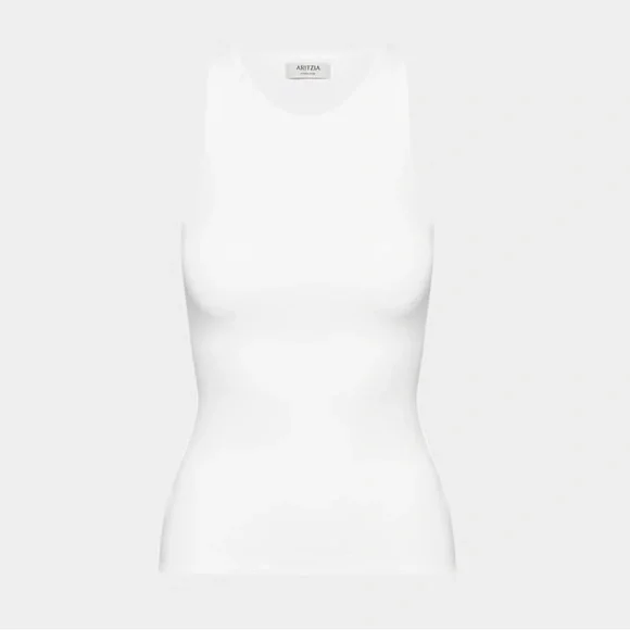 Aritzia Original Contour '90s Tank Body-hugging Scoopneck Blouse Top NWT White - Picture 8 of 9